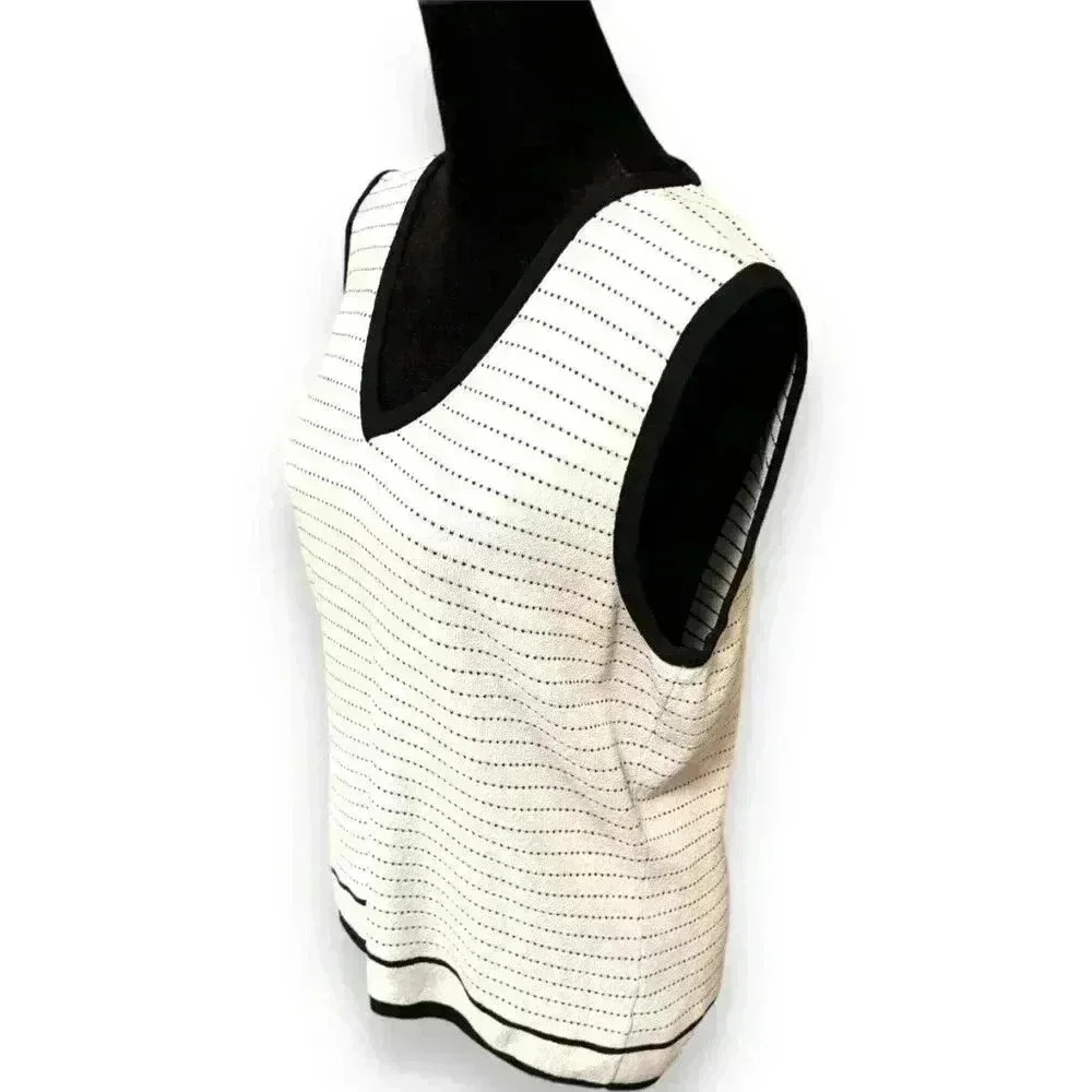Jones New York V-Neck Lightweight Preppy Rib Knit Striped Sweater Vest Size Lg - Picture 3 of 11